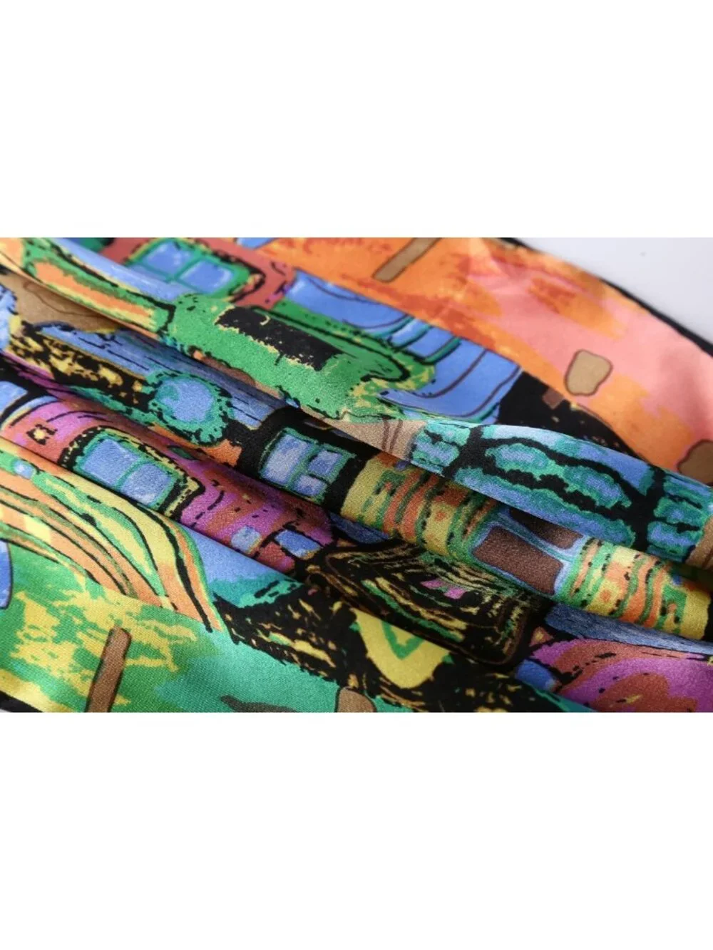 Elegant Charmeuse Silk Scarf | Classic Art Print | Luxurious Fashion Accessory